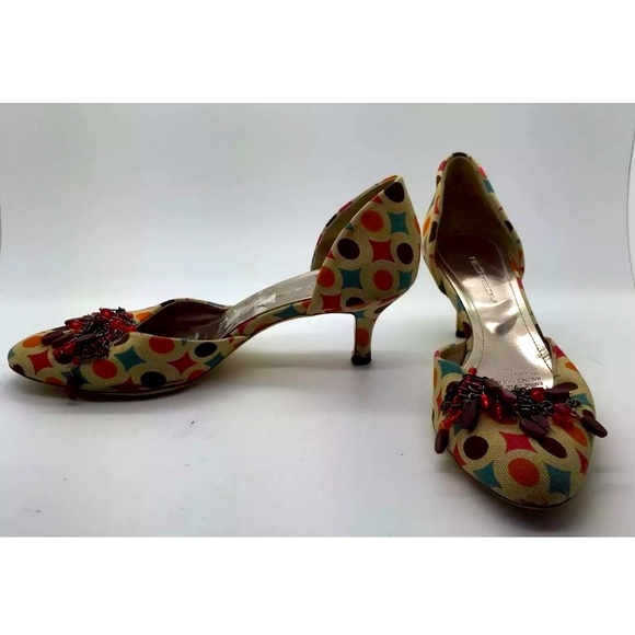 NED NEDY Colorful Geometric Design Canvas Heels - Picture 8 of 9